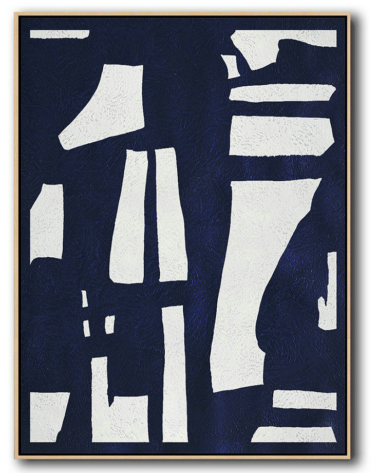 Extra Large 72" Acrylic Painting,Buy Hand Painted Navy Blue Abstract Painting Online,Abstract Art Decor,Contemporary Painting